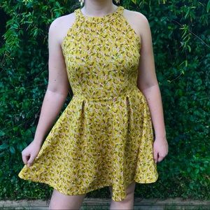 Yellow floral halter top dress